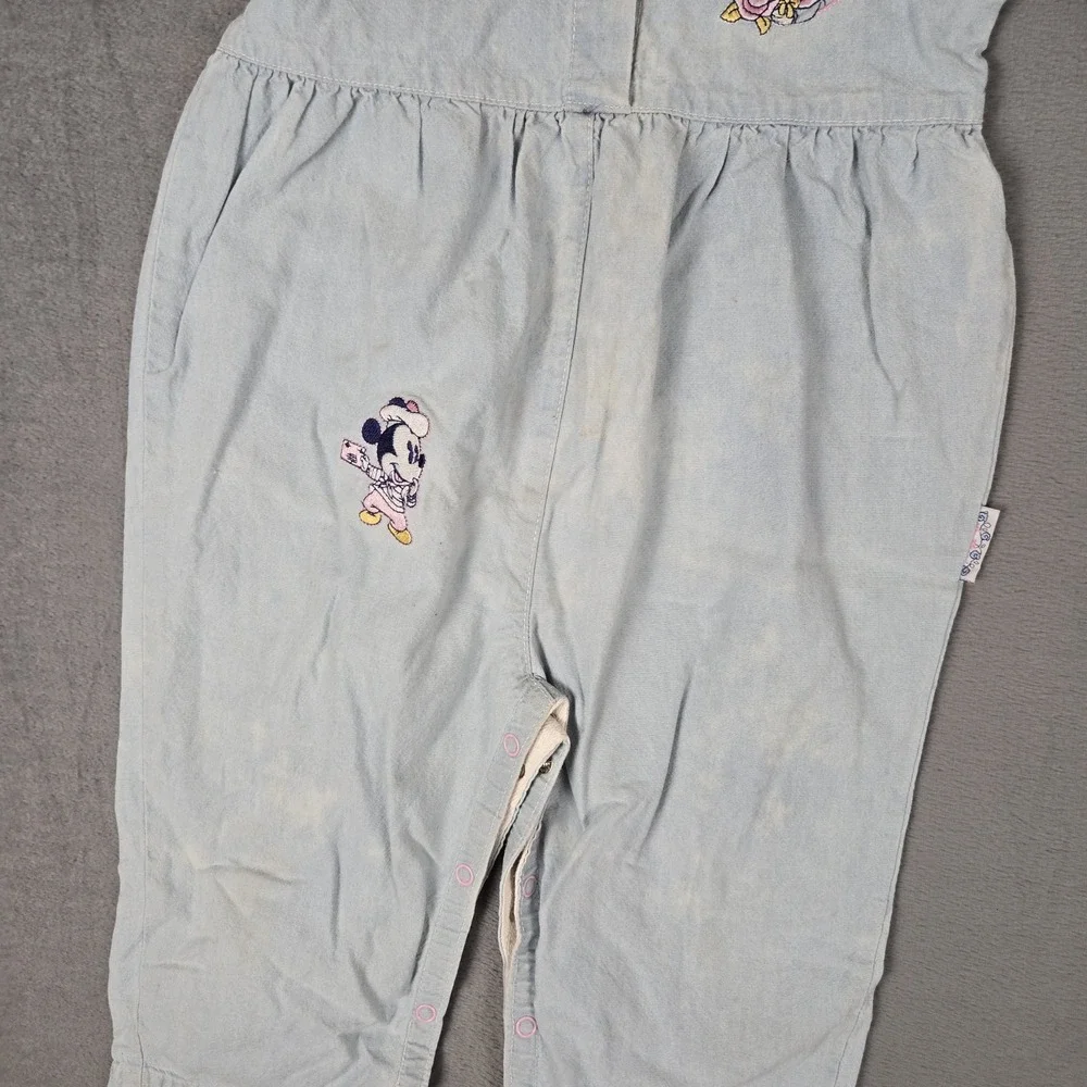 Vintage Disney Baby Mickey & Co. Minnie Mouse Blue Denim Coveralls 24 Months‎